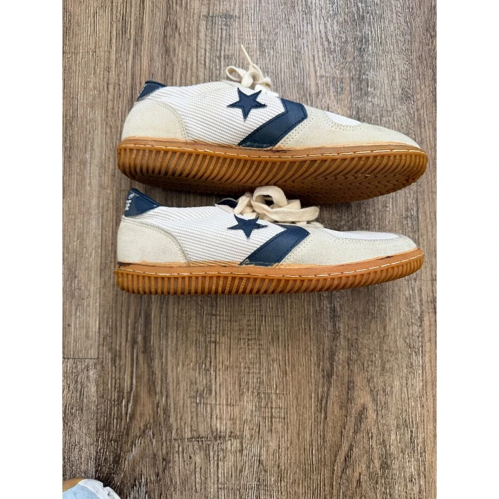 Vintage Converse Star Player Sneakers Size 5.5 Off White Navy Gum Sole Made Kore